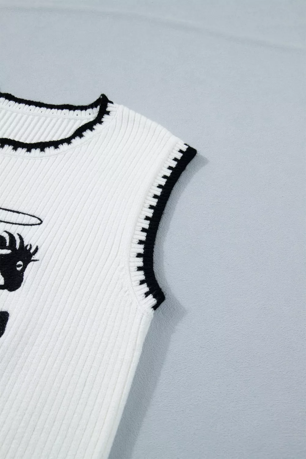 Contrast Trim Round Neck Rodeo Cowboy Sweater Vest, image 7