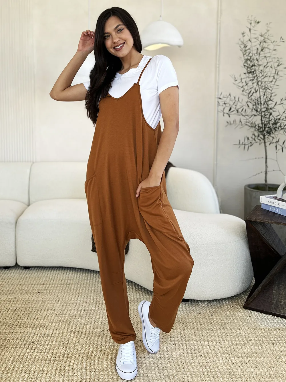 Full Size Sleeveless V-Neck Pocketed Jumpsuit, image 10