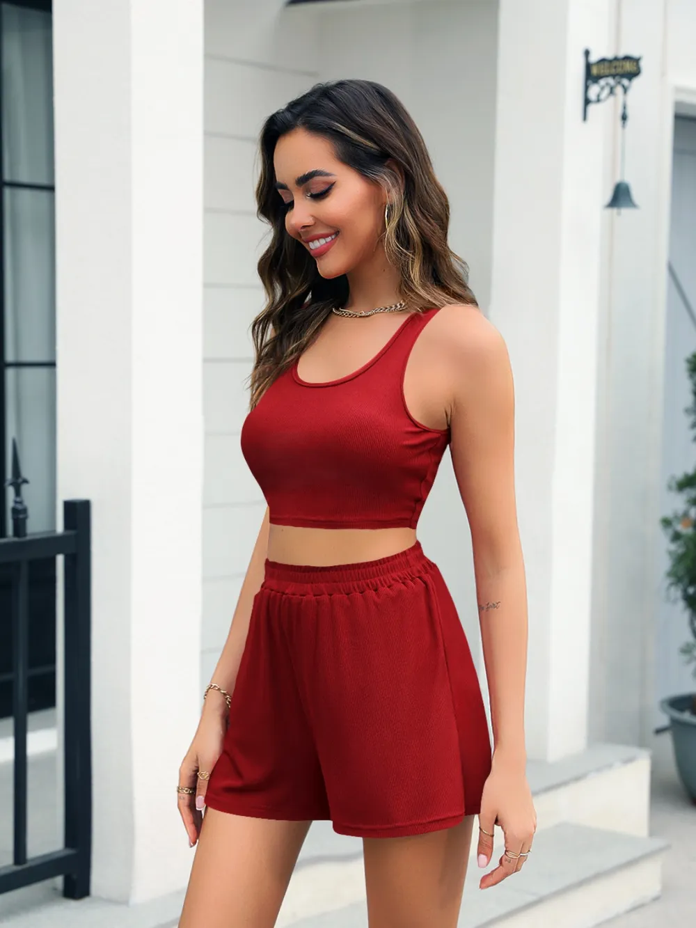 Scoop Neck Tank and Shorts Set, image 5