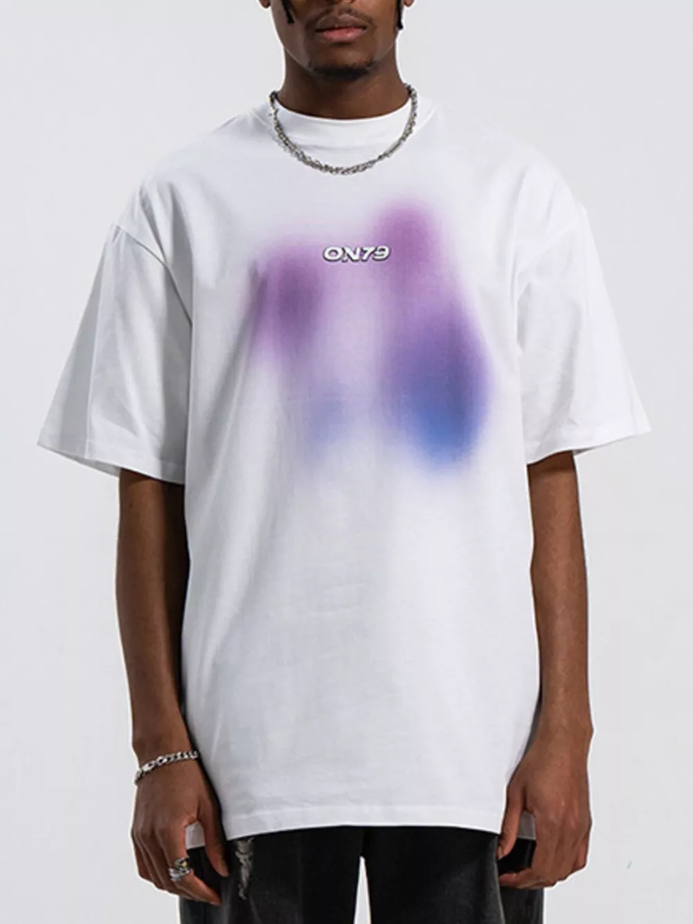 Men's Contrast Round Neck Short Sleeve T-Shirt