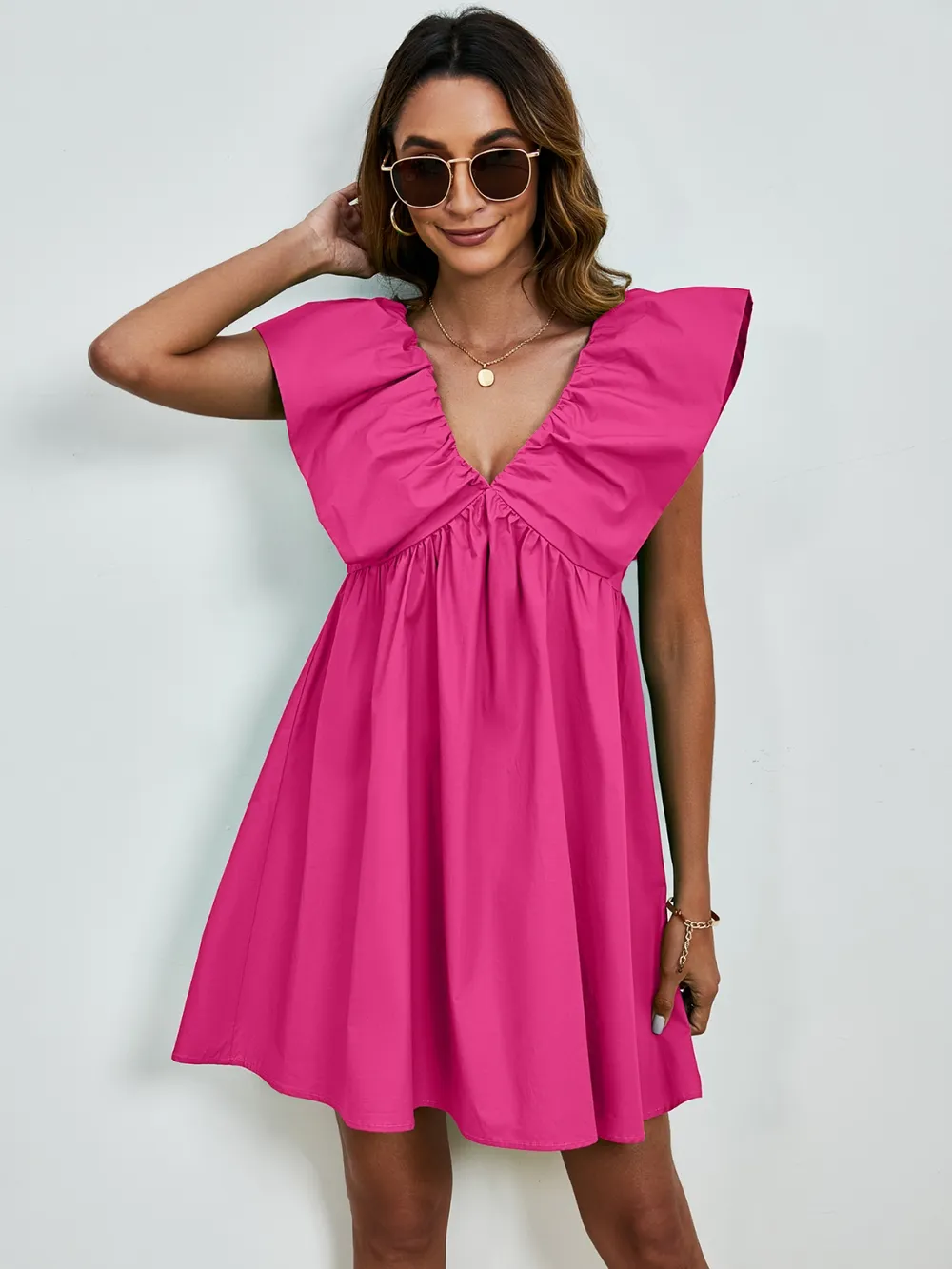 V-Neck Cap Sleeve Mini Dress, image 5