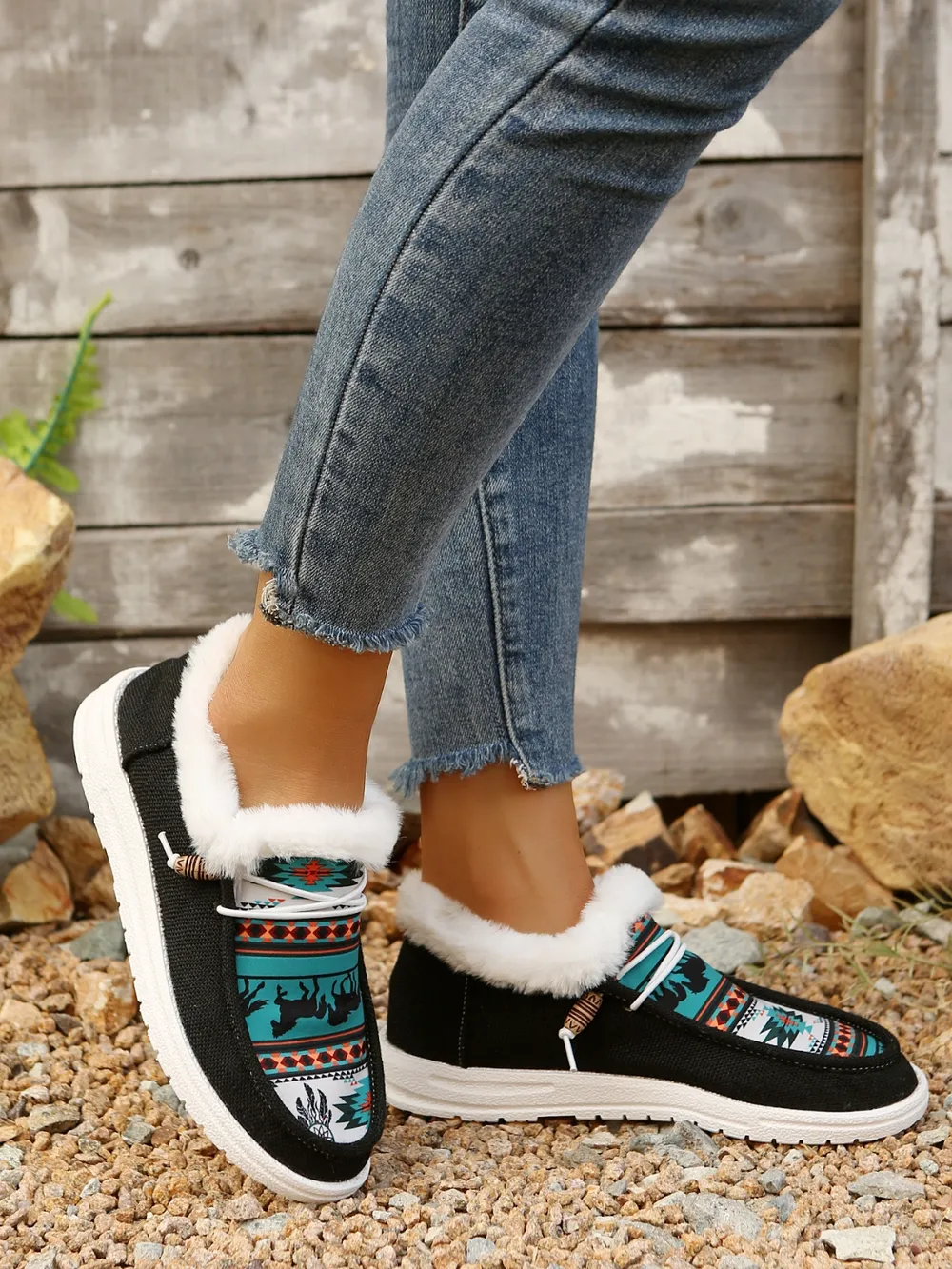 Printed Round Toe Flat Slip-Ons, image 2