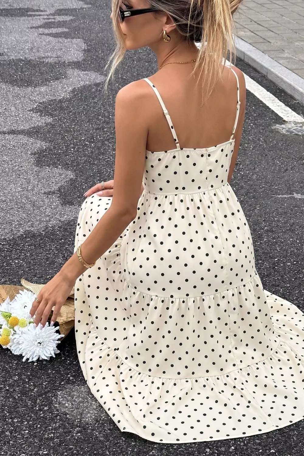 Polka Dot Tie-Front Cutout Maxi Dress, image 5