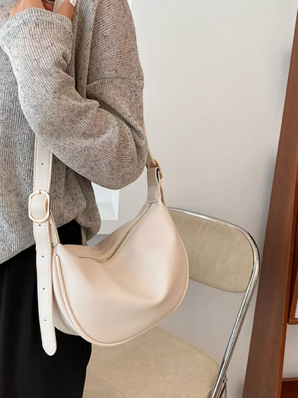 Adjustable Strap Crescent Crossbody Bag, image 3