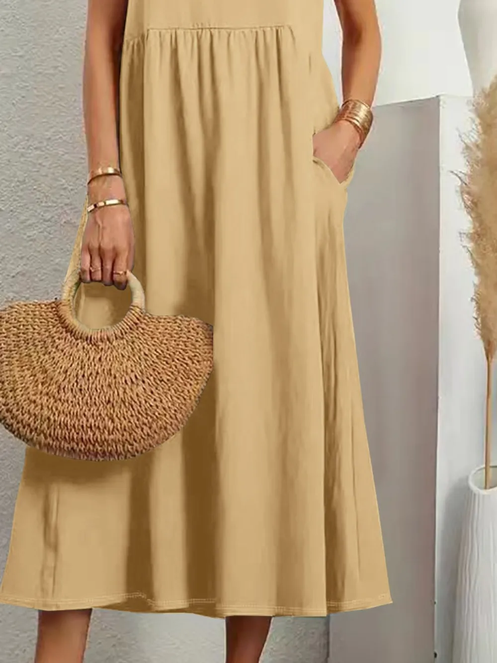 Full Size V-Neck Sleeveless Dress with Pockets Plus Size, image 2