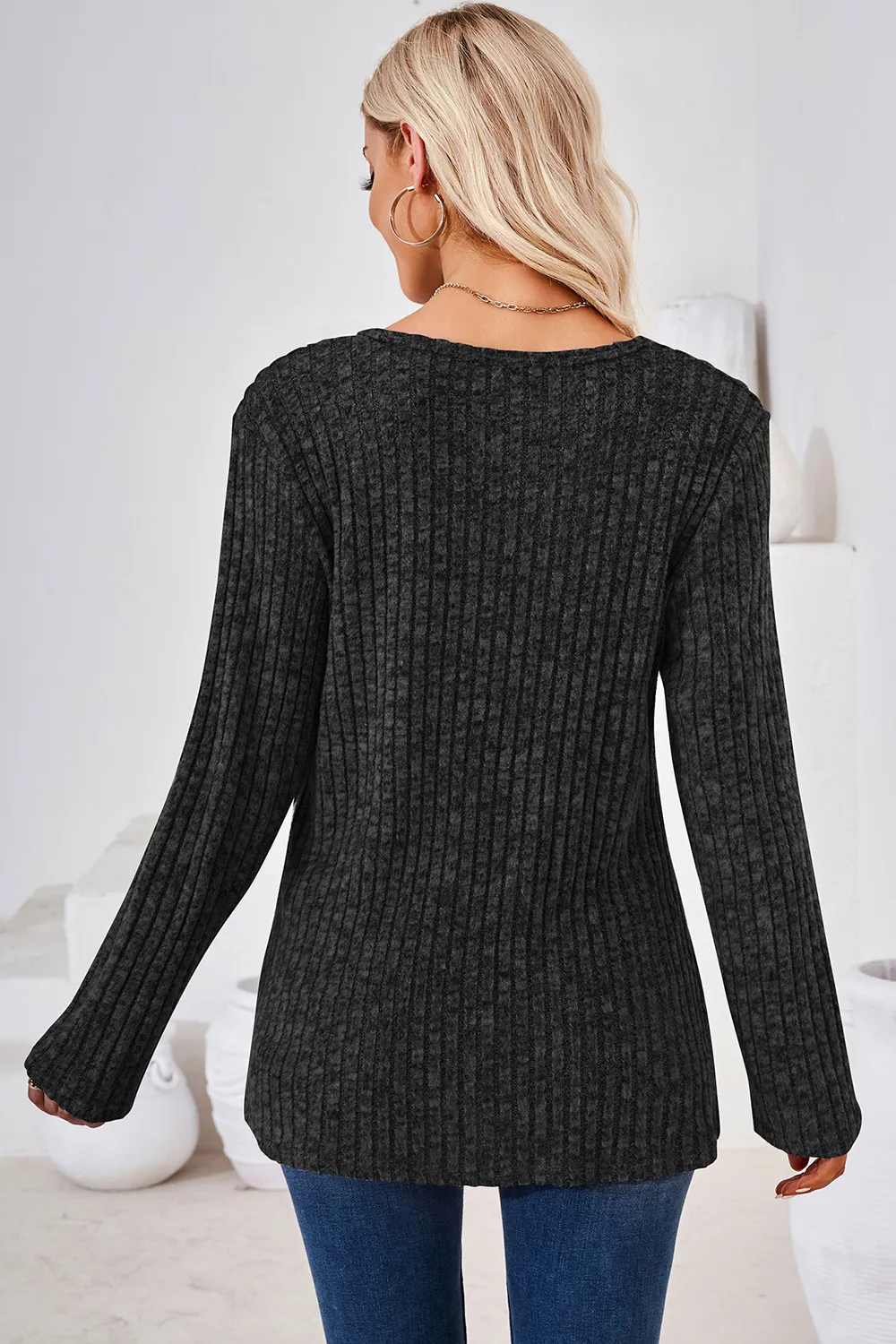 Round Neck Long Sleeve T-Shirt, image 6