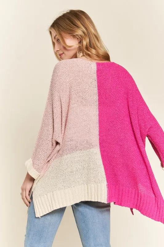 Side Slit Color Block Long Sleeve Sweater, image 5