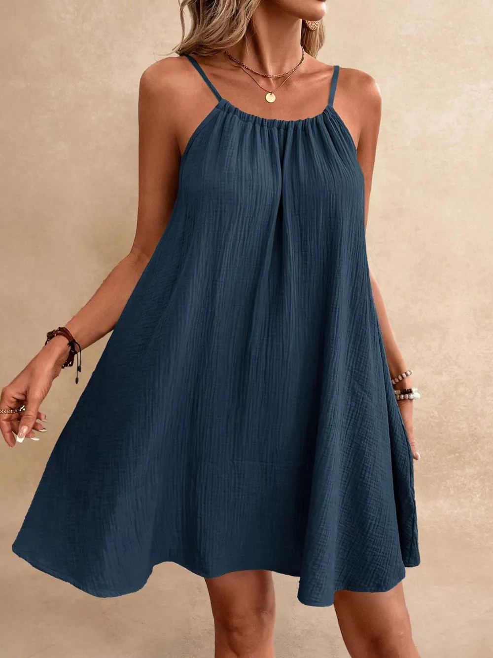 Casual Spaghetti Strap Gauze Dress, image 21