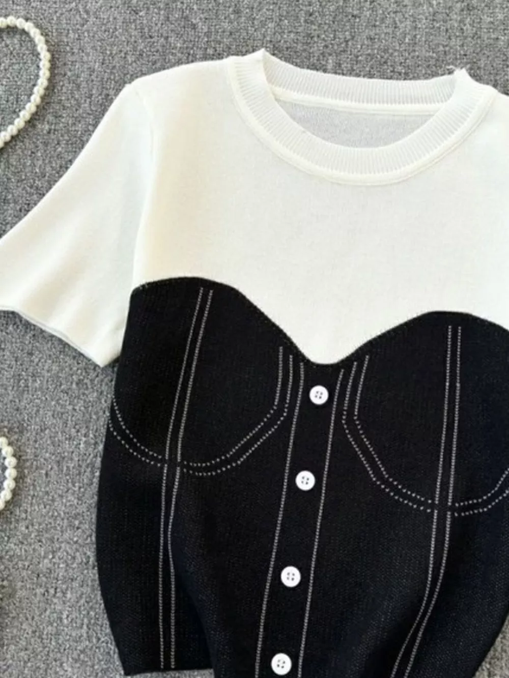 Color Block Short Sleeve Knit T-Shirt, image 13