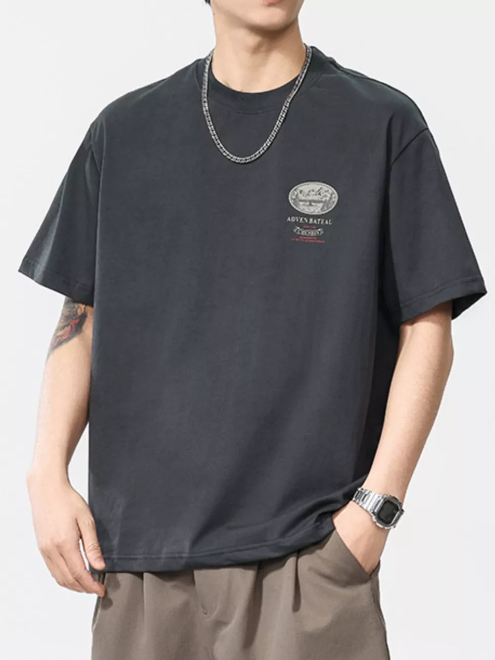 Men's Plus Size Round Neck Short Sleeve T-Shirt, image 7