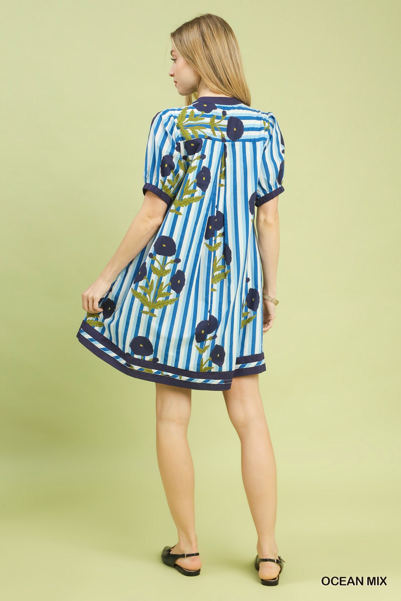 Mix Floral Stripe Contrast Dress, image 3