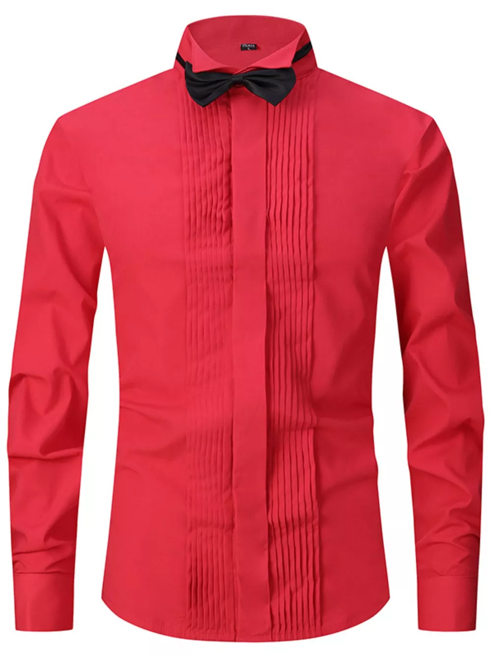 Men's Full Size Long Sleeve Shirt with Bow Tie Plus Size, image 4