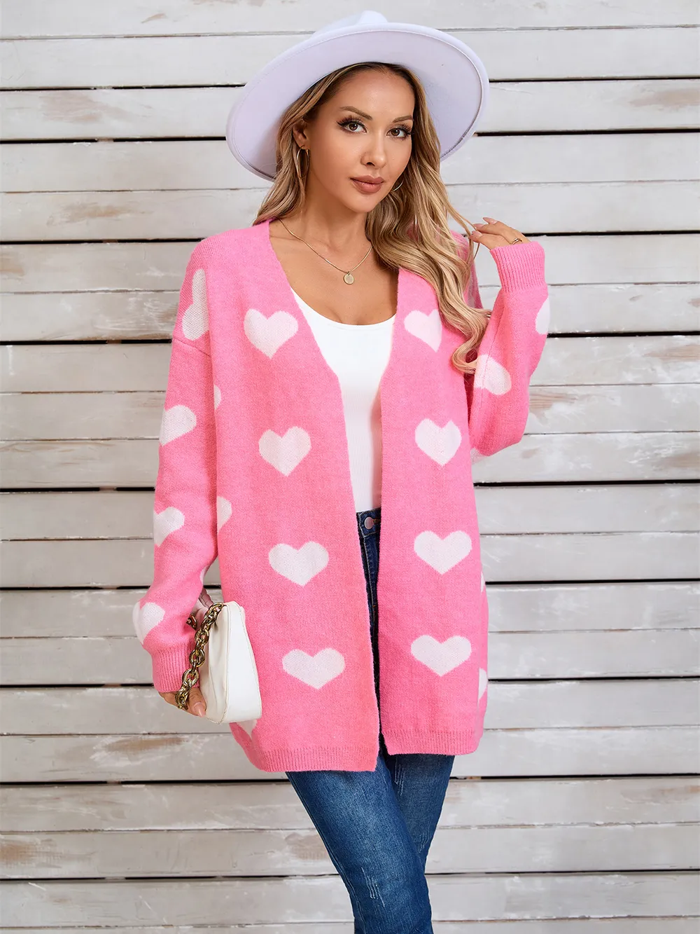 Heart Open Front Long Sleeve Cardigan, image 17