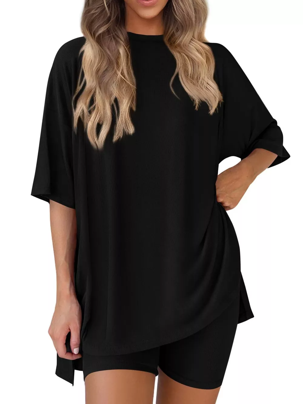 Full Size Half Sleeve T-Shirt and Shorts Set Plus Size, image 13