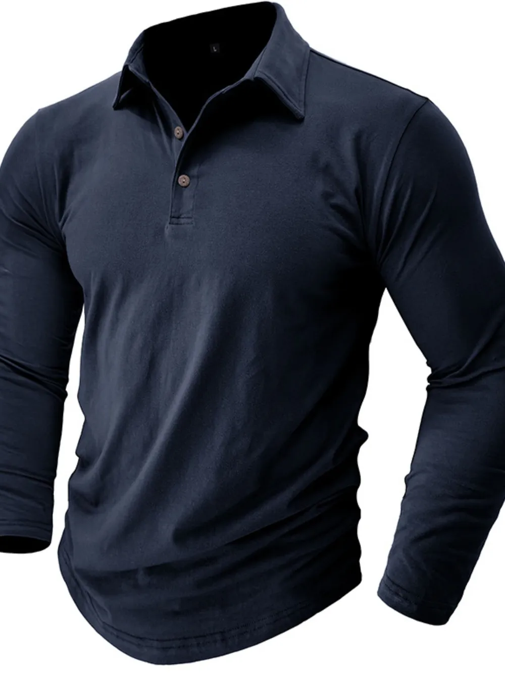 Men's Collared Neck Long Sleeve Polo, image 6