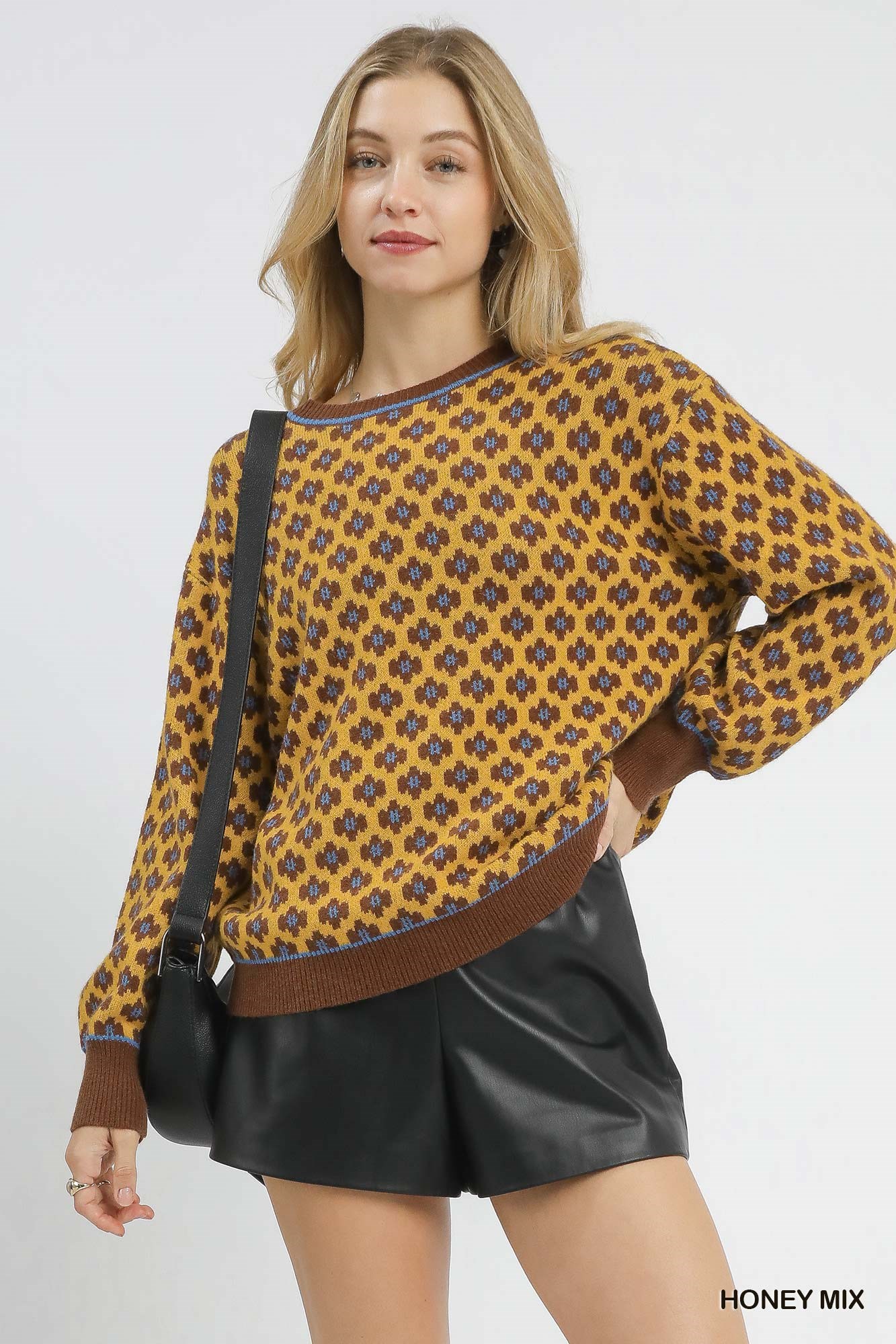 Abstract Print Crew Neck Sweater