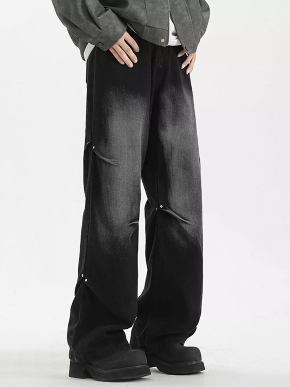 Men's Full Size Vintage Wash Wide Leg Jeans Plus Size, image 5