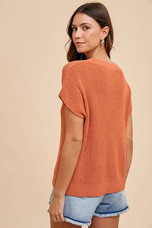 Round Neck Short Sleeve Sweater, image 3