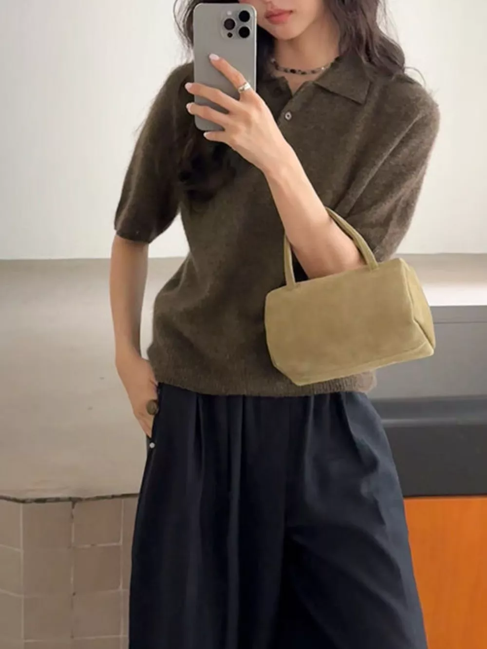 Wool Short-Sleeve knitted Polo Shirt, image 14