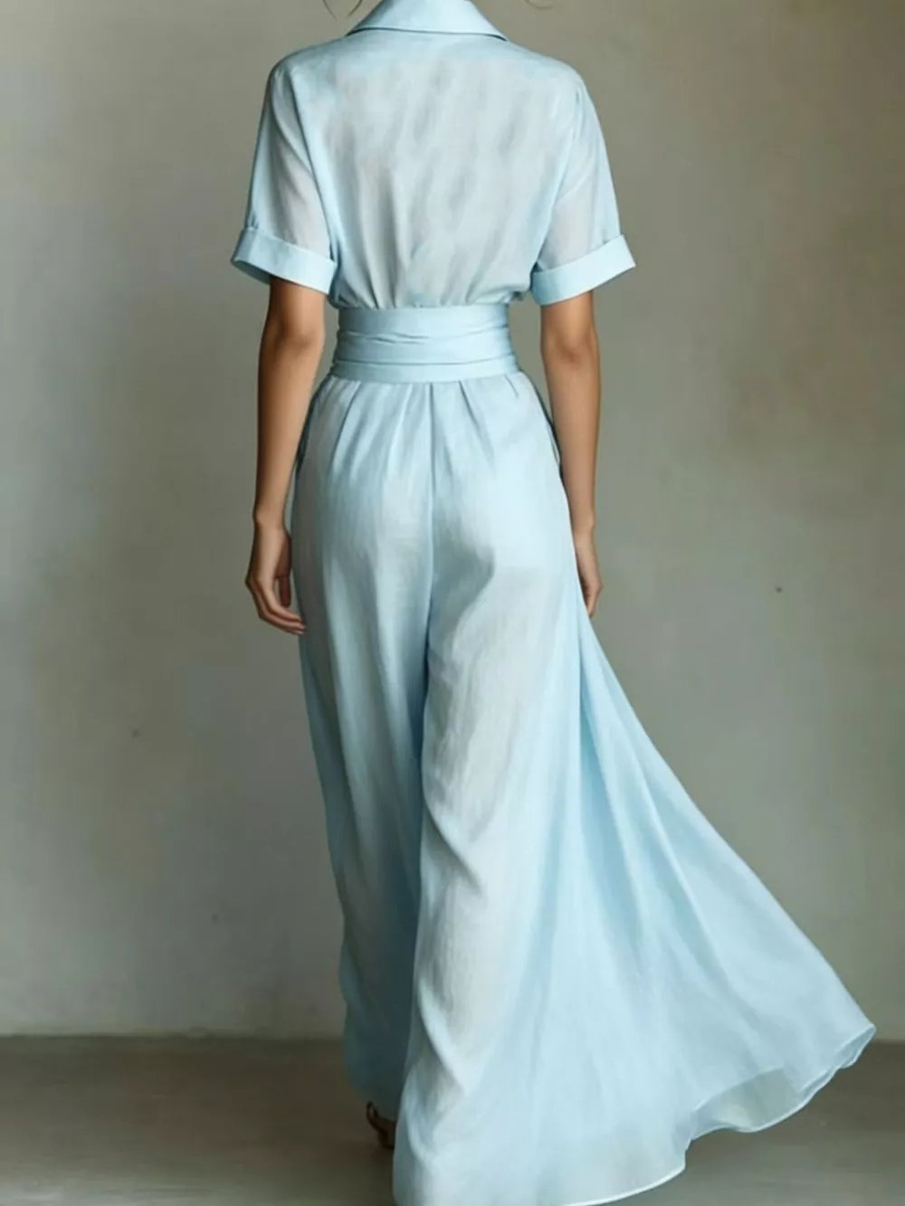 Collared Neck Maxi Shirt Dress, image 12