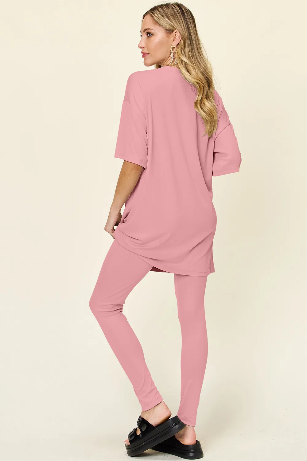 Full Size Round Neck Dropped Shoulder T-Shirt and Leggings Set, image 8