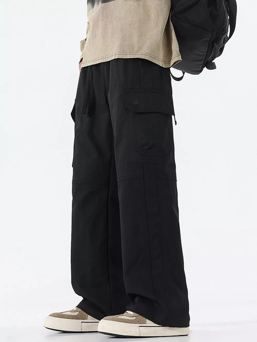 Men's Full Size Drawstring Cargo Wide Leg Pants Plus Size, image 12