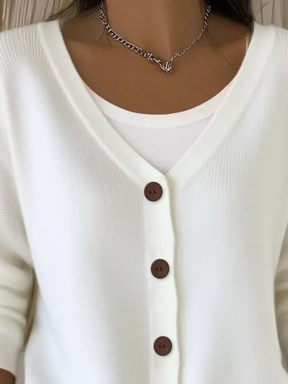 Full Size V-Neck Button-Down Knit Cardigan Plus Size, image 2