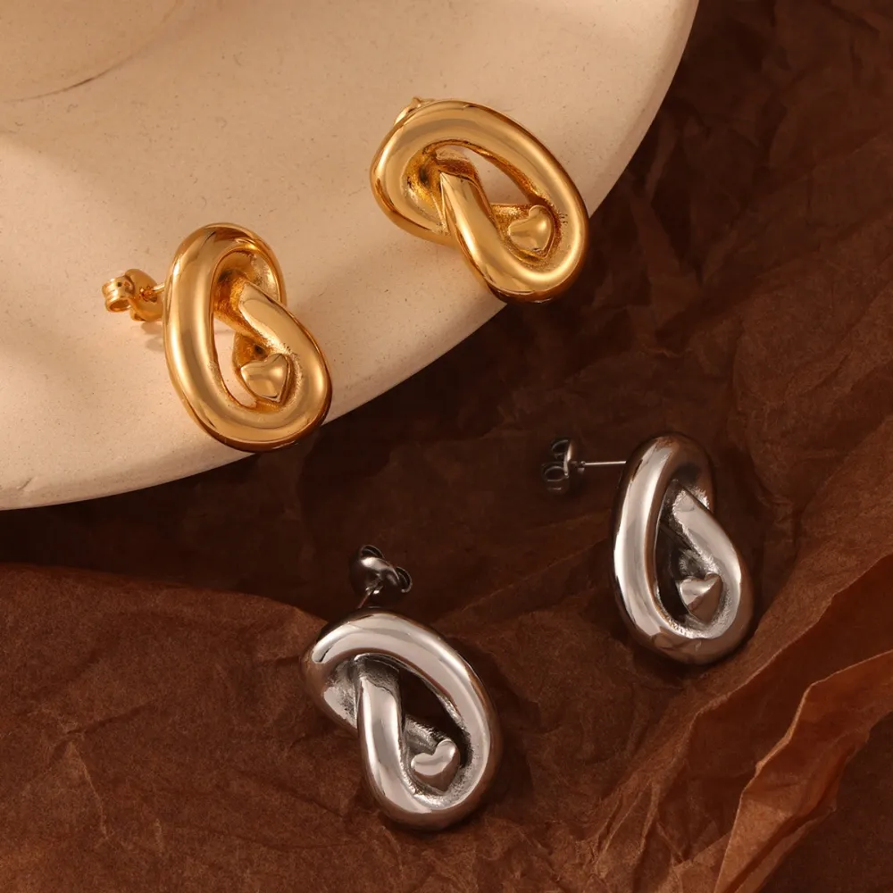 Titanium Steel Knot Stud Earrings, image 3