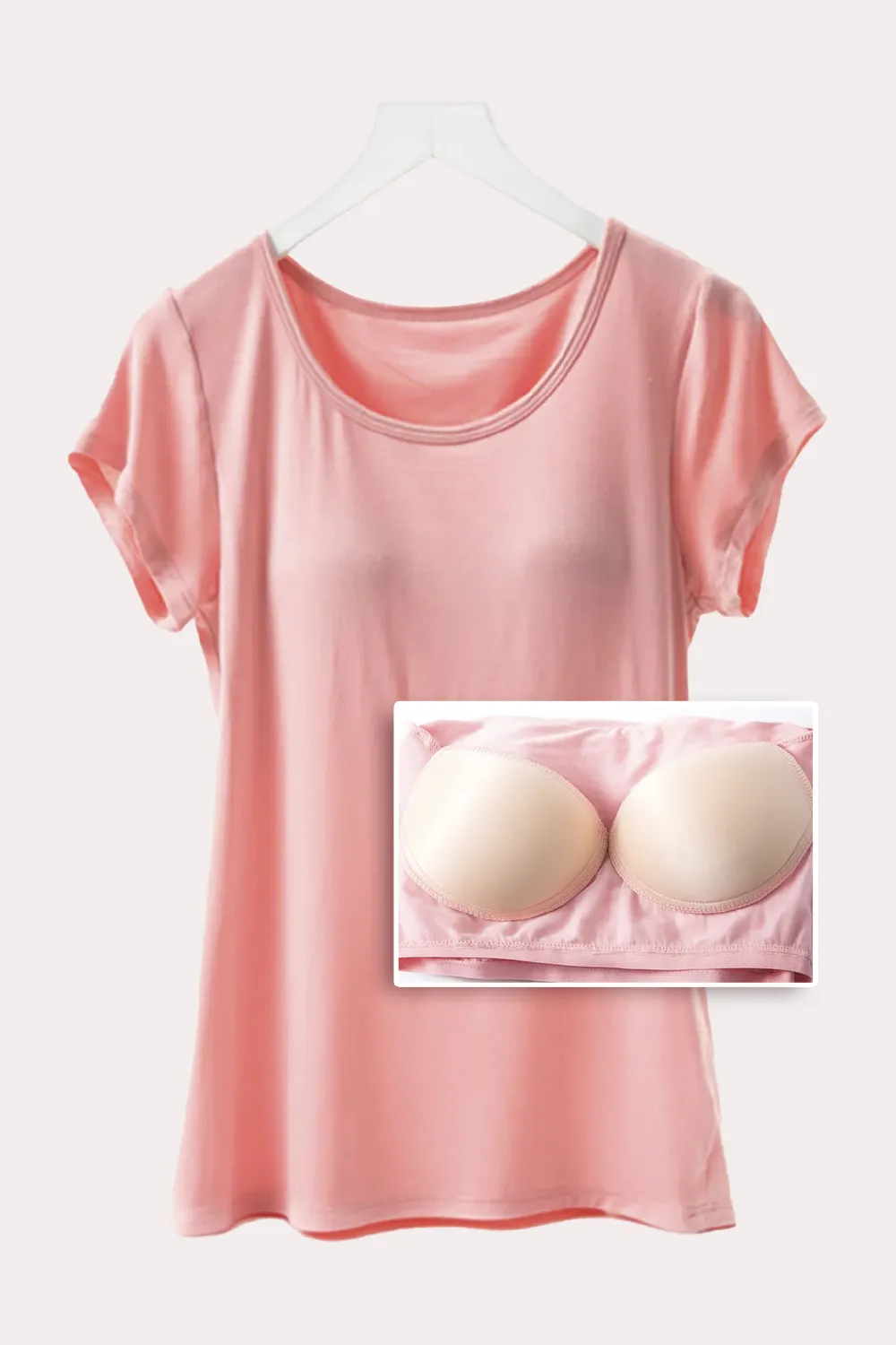 Round Neck Short Sleeve T-Shirt with Bra, image 2