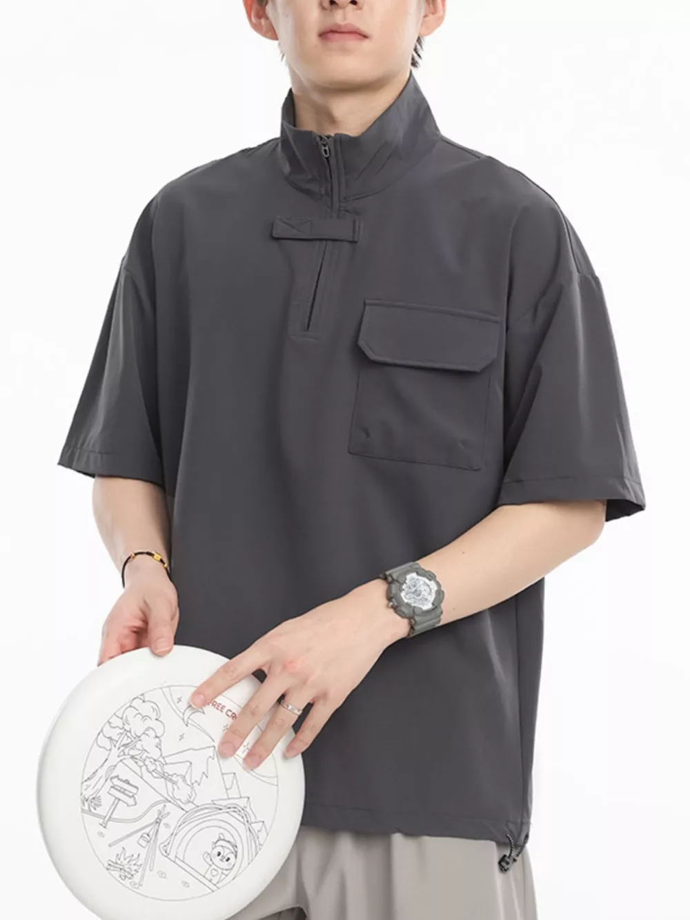 Men's Plus Size Half-Zip Half Sleeve Top, image 5