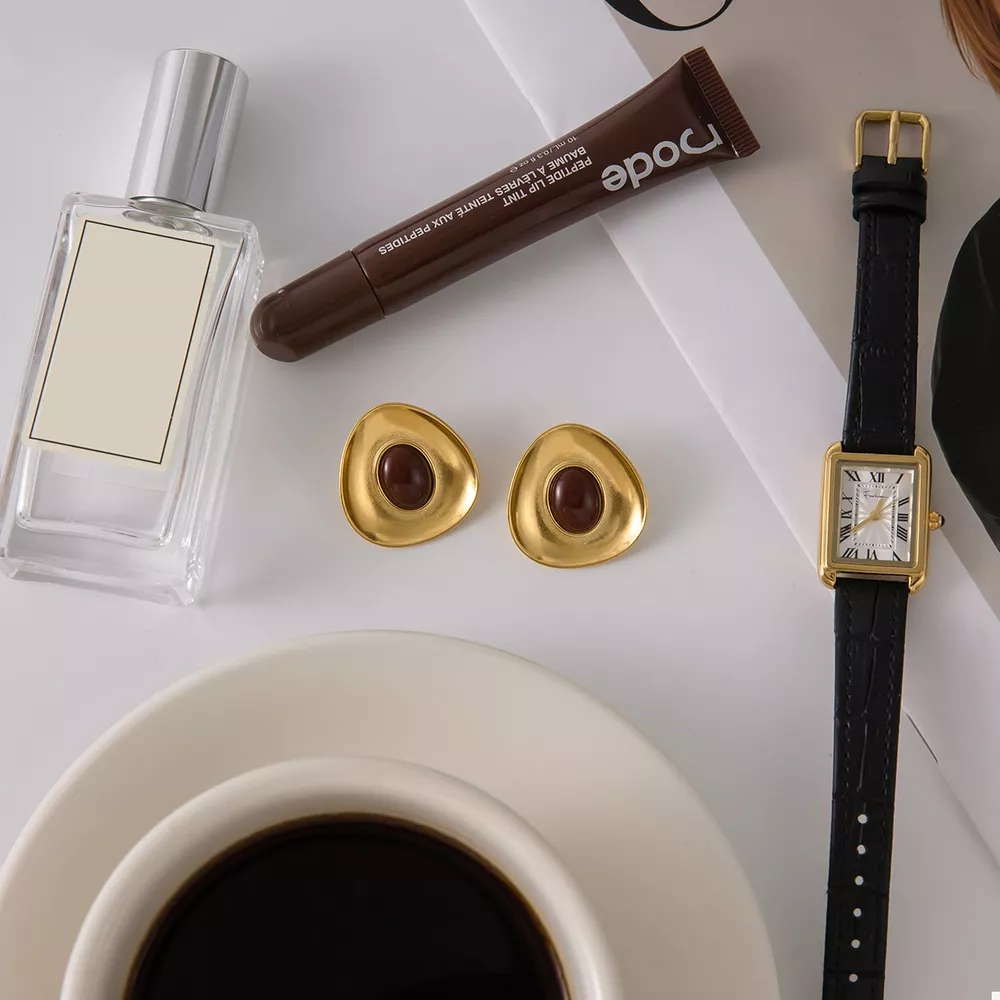 18K Gold-Plated Resin Stud Earrings