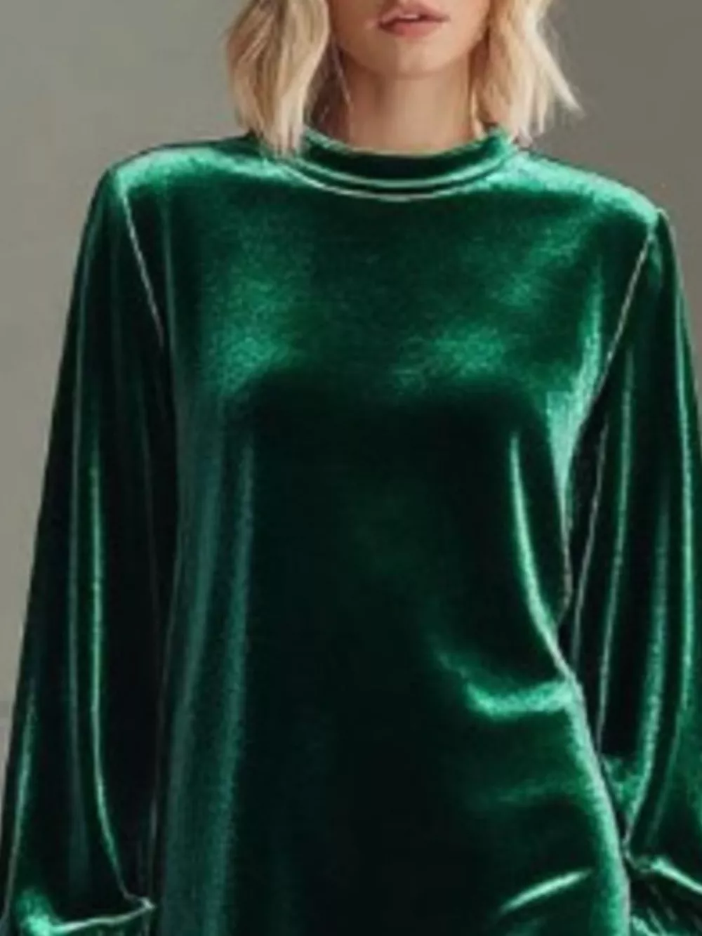 Full Size Velvet Long Sleeve Mini Dress Plus Size, image 6