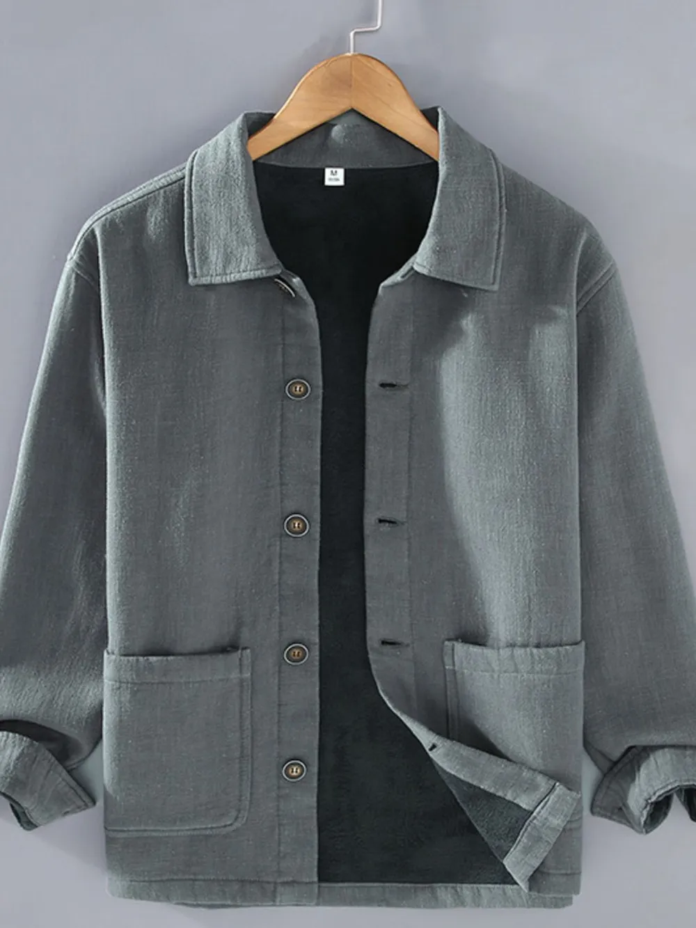 Men's Plus Size Button Up Long Sleeve Shacket, image 3