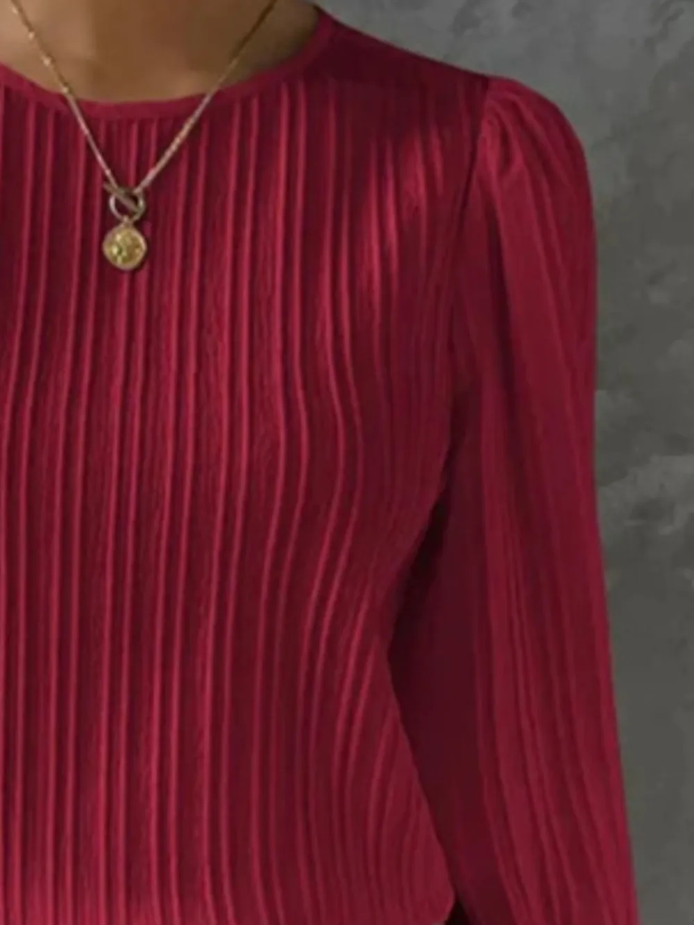 Round Neck Long Sleeve Blouse, image 8