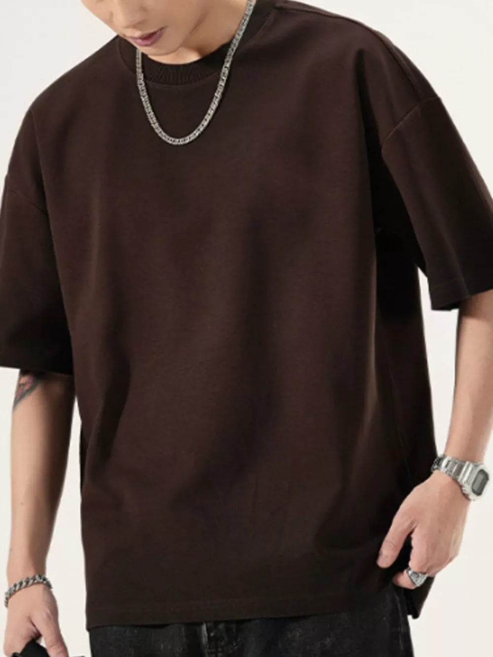 Men's Full Size Oversized Round Neck T-Shirt Plus Size, image 6