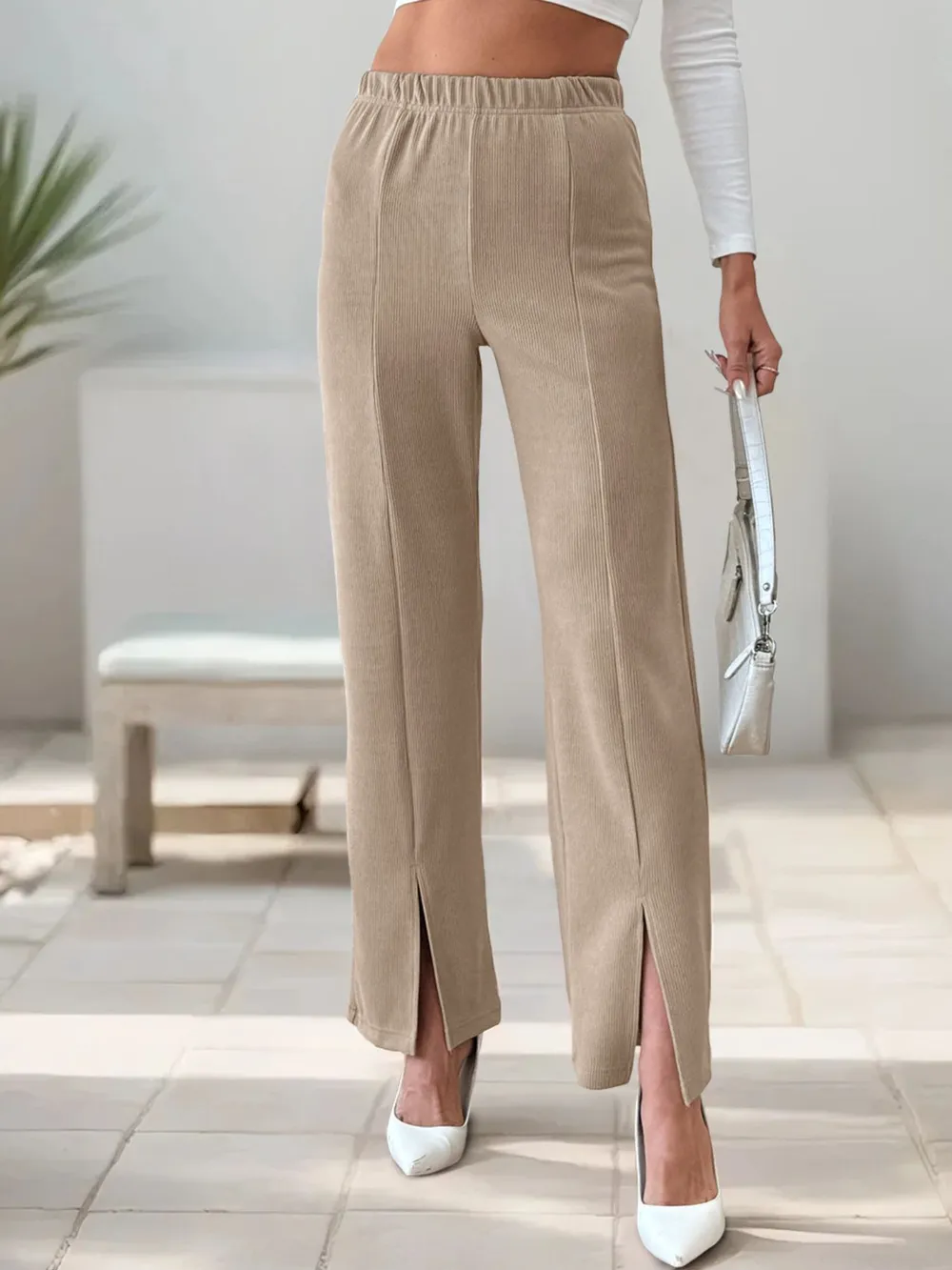 High-Waisted Slit Pants, image 6