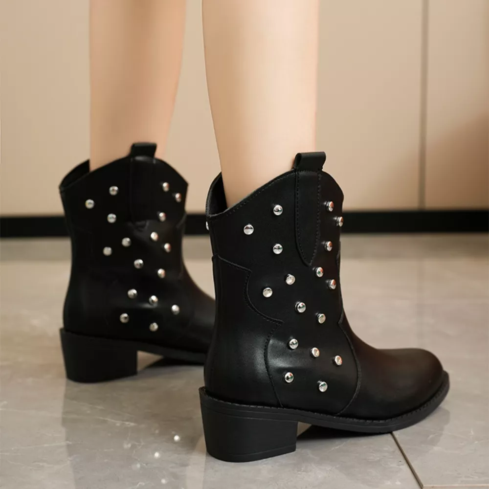 Studded Western Ankle Boots, image 9