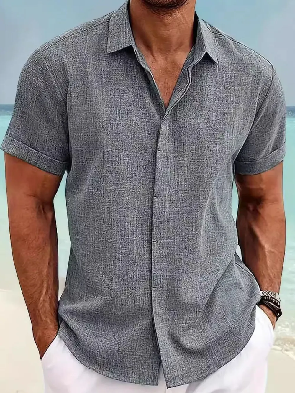 Men's Full Size Collared Neck Short Sleeve Shirt Plus Size, image 6