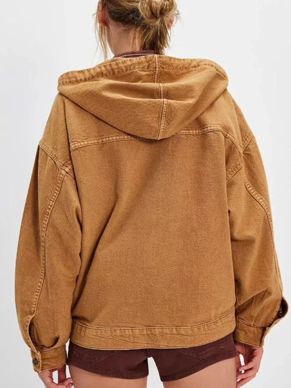 Half Zip Hooded Denim Top, image 5