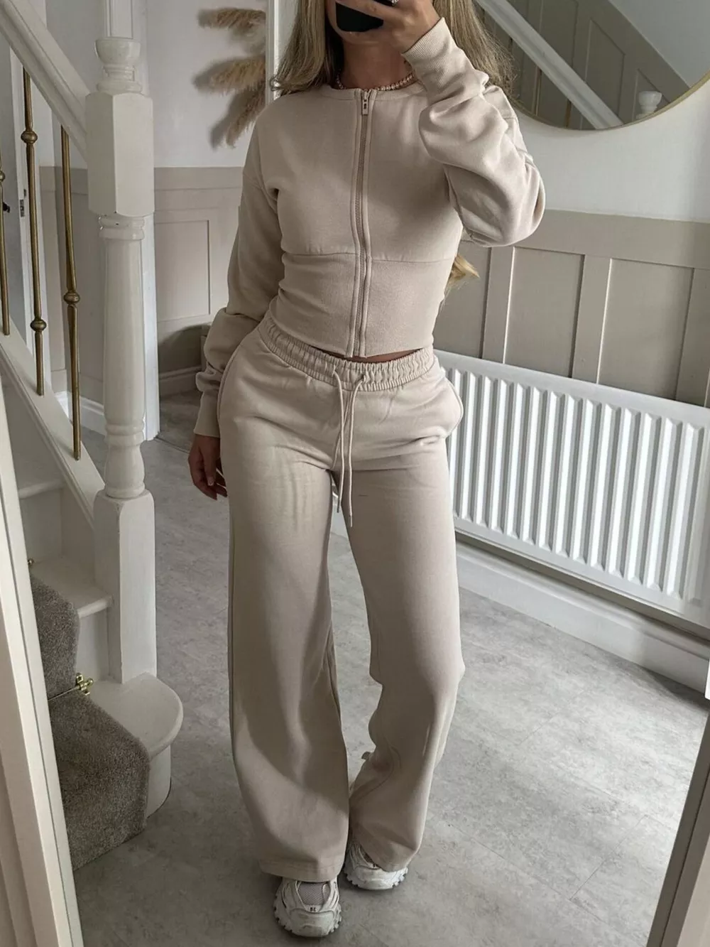 Zip-Up Crop Hoodie and High-Waisted Pants Set, image 5