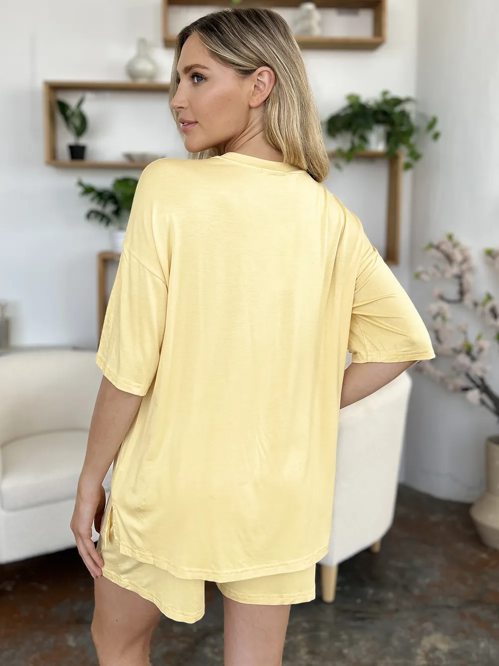 Bamboo Full Size Round Neck Drop Shoulder T-Shirt and Shorts Set, image 7