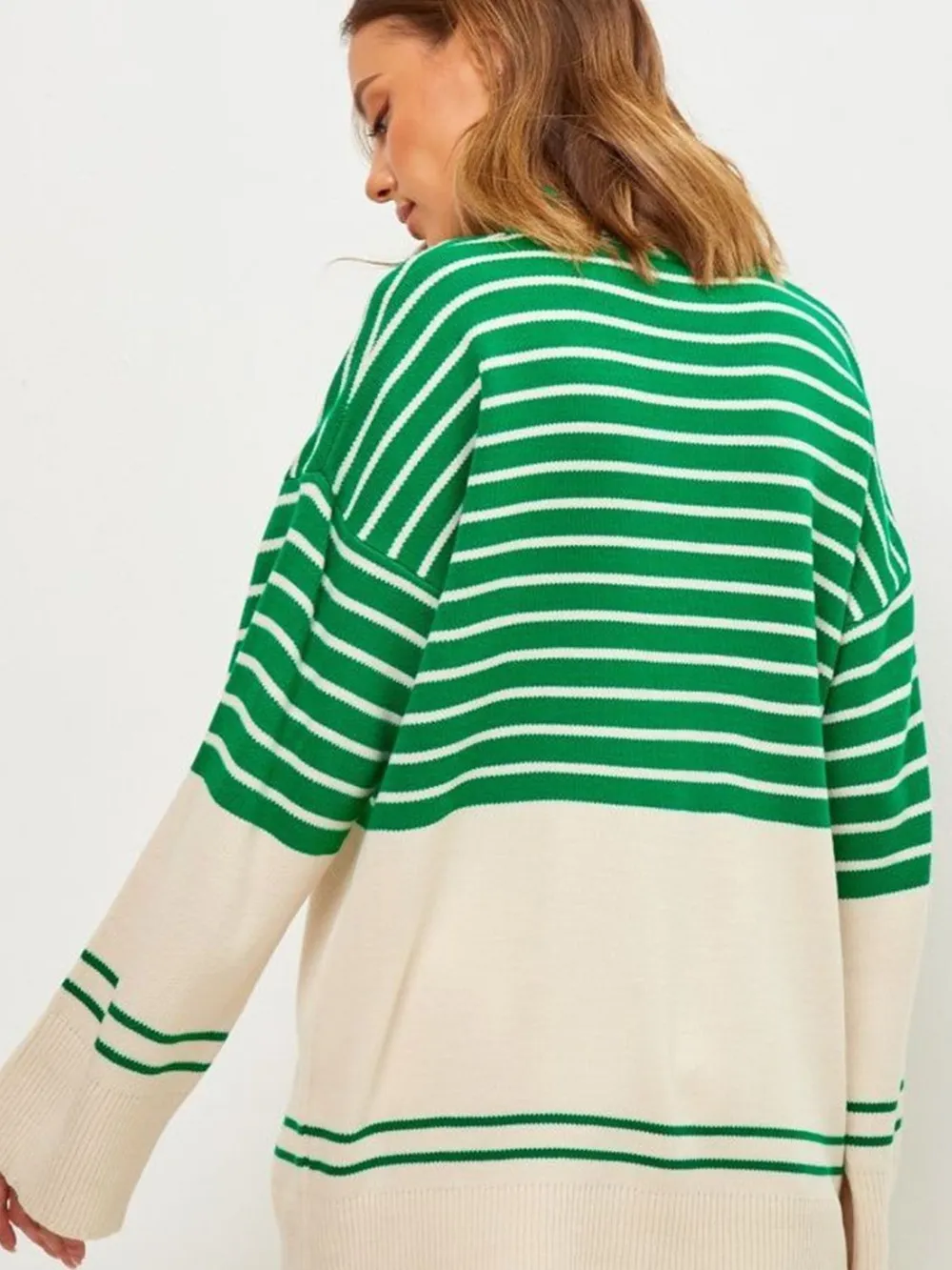 Striped Mock Neck Long Sleeve Sweater, image 3