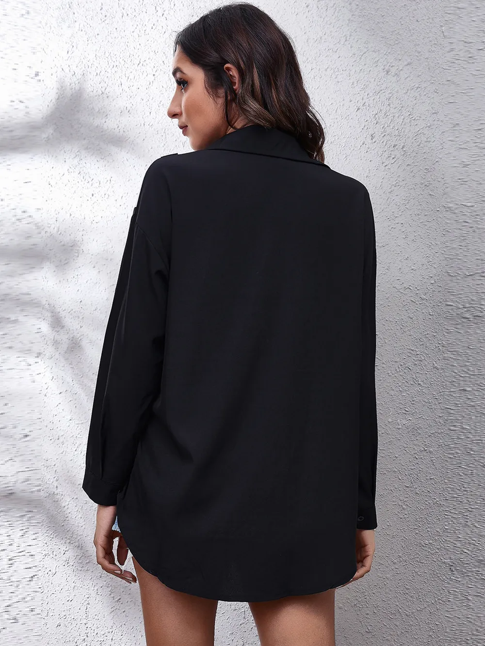 Printed Collared Neck Long Sleeve Shirt, image 4