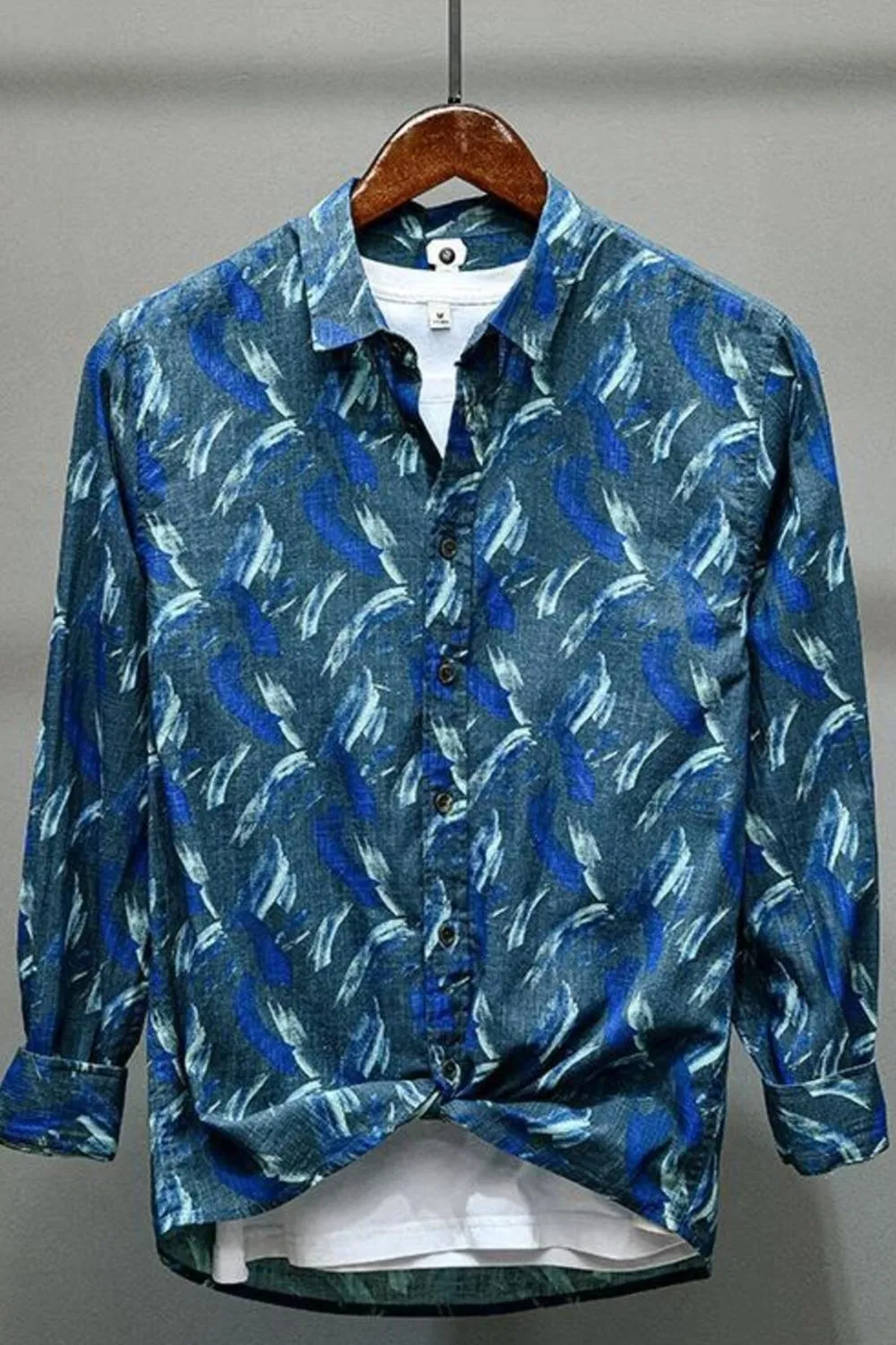 Men's Printed Button Up Long Sleeve Shirt
