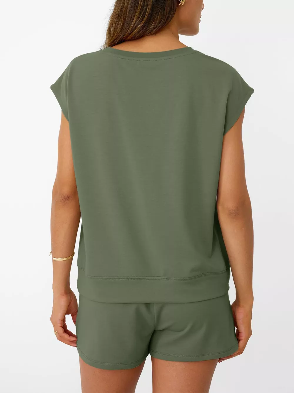 Round Neck Cap Sleeve Top and Shorts Set, image 21