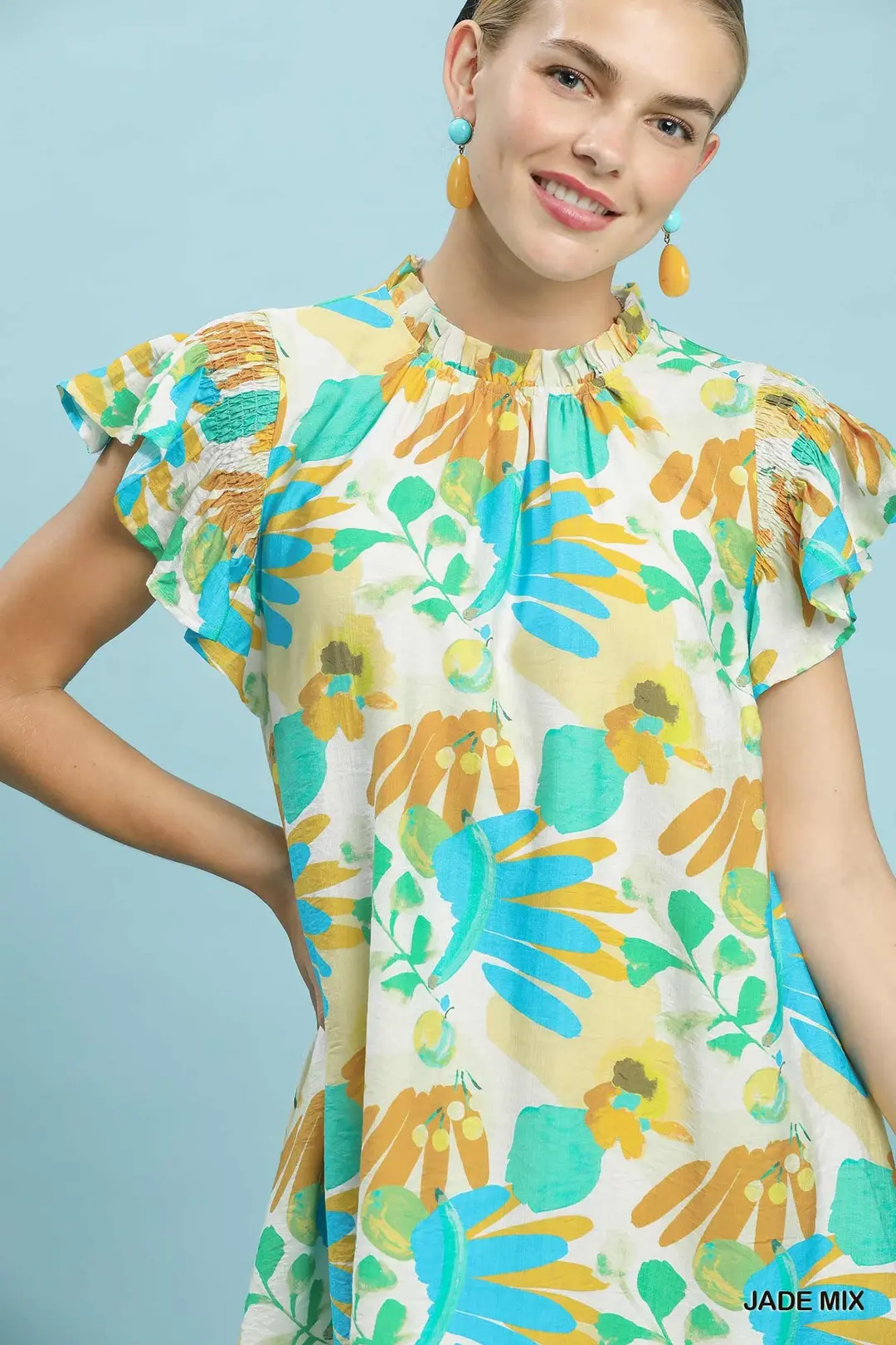 Ruffled Botanical Print Mini Dress, image 6