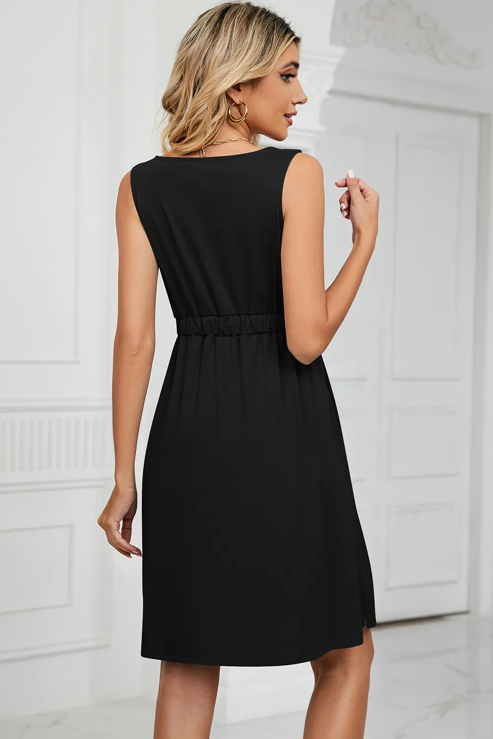 Buttoned Wide Strap Mini Dress, image 11