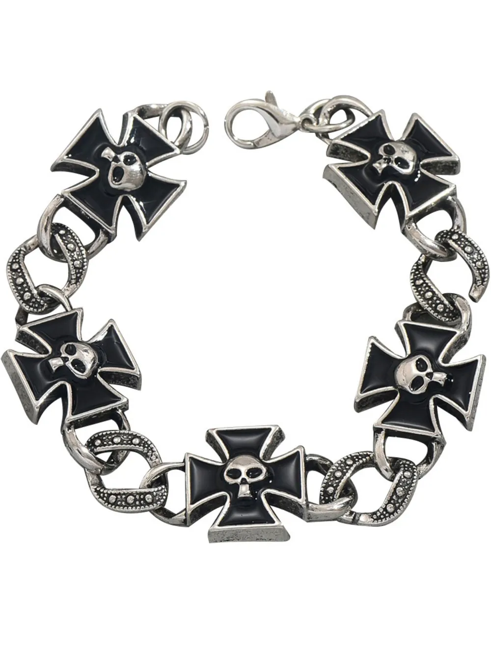 Gothic Skull Cross Chain Bracelet, image 4