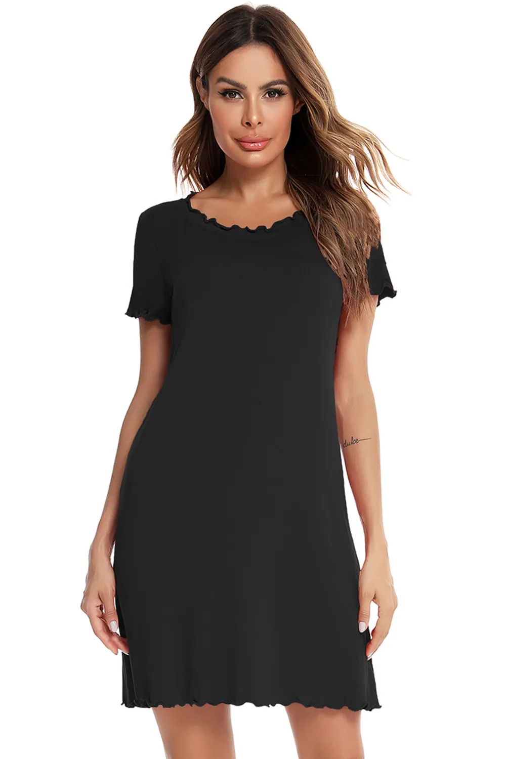 Round Neck Short Sleeve Lounge Dress, image 7