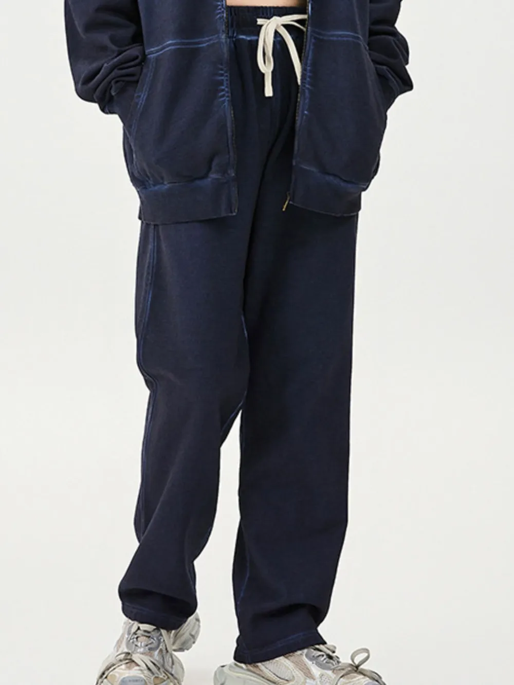 Men's Drawstring Washed Straight Sweatpants, image 6